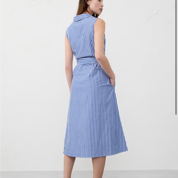 Banana Republic Princess Blue Poplin Cross-Waist Midi Dress - Picture 6 of 13